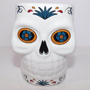 Sugar Skull Day of the Dead mug Cazadores Tequila 100% Agave Ceramic Plant cup